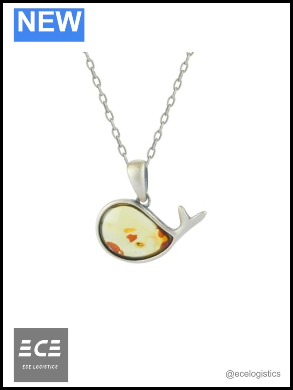925 Sterling Silver Baltic Amber Crab Pendant Necklace Handmade 18in